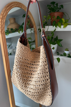 Woven Straw Hobo Tote Bag