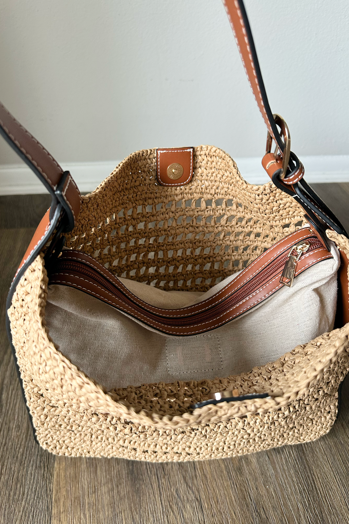 Woven Straw Hobo Tote Bag