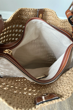 Woven Straw Hobo Tote Bag