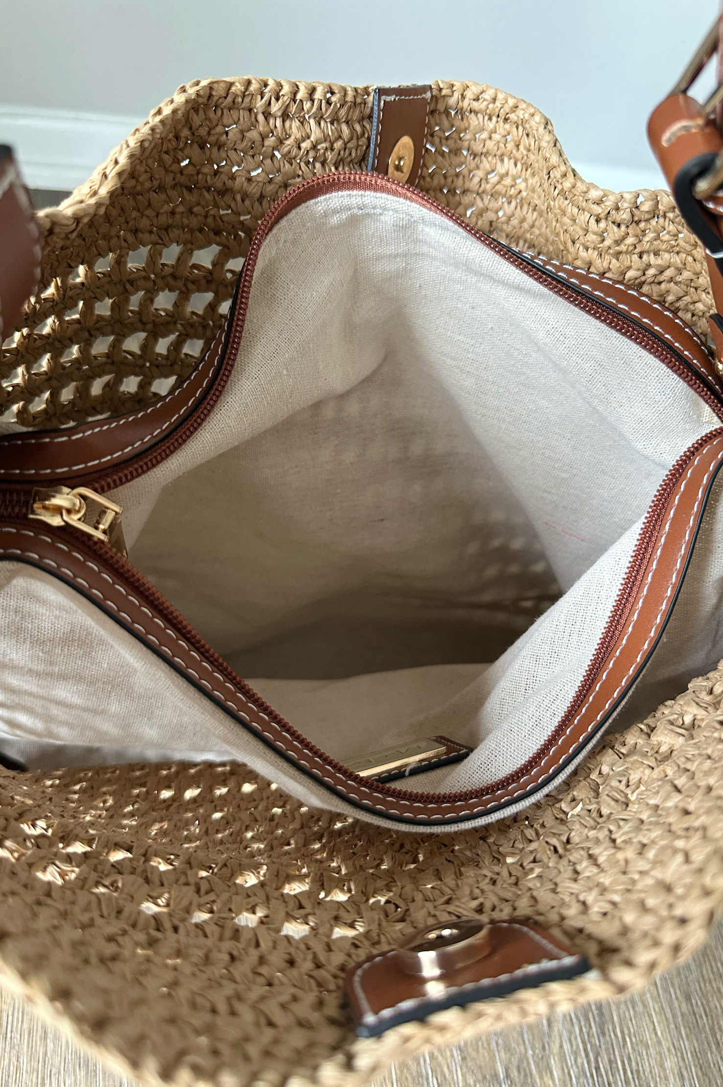 Woven Straw Hobo Tote Bag