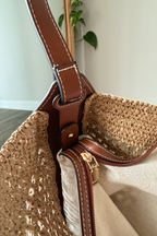 Woven Straw Hobo Tote Bag
